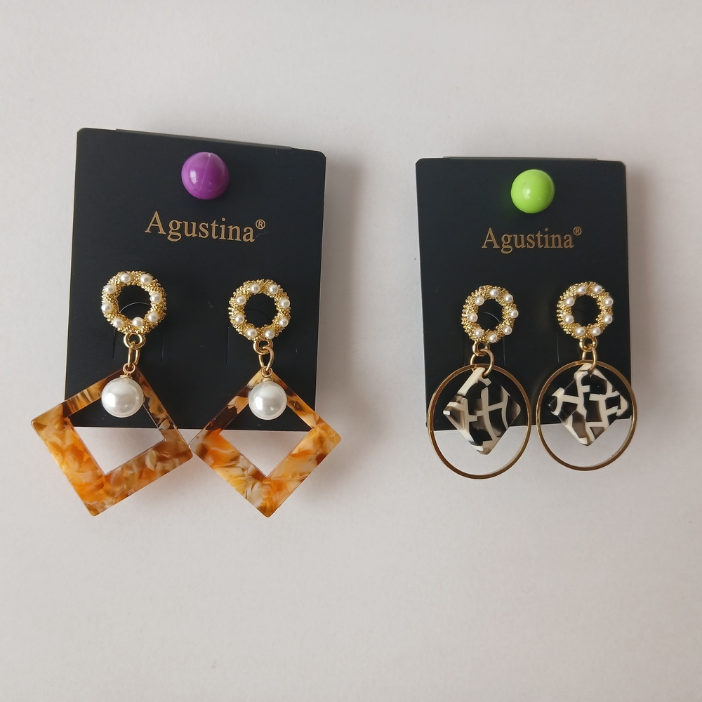 Gustin Gold-Tone Tortoiseshell Drop Earrings with Pearl Accent - Brown
